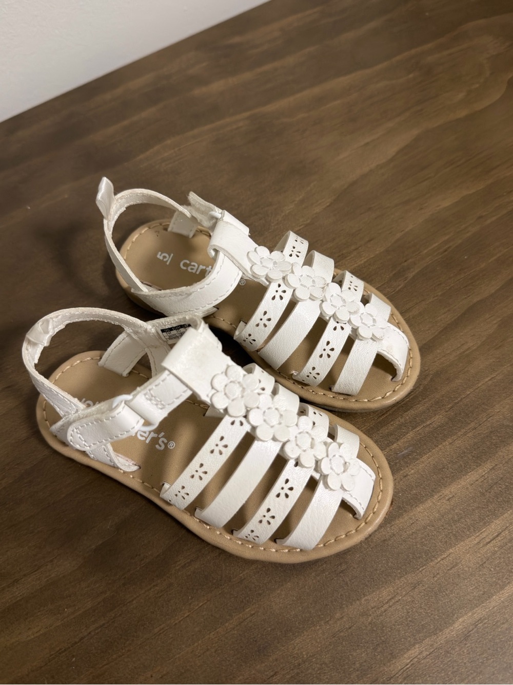 Carters Toddler Girl Floral Sandals - White Size 5 - Picture 3 of 6